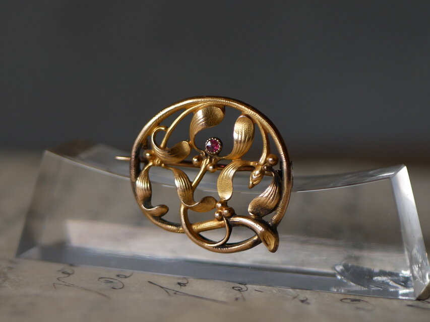 FIX ヤドリギ 宿り木 フランスアンティーク ブローチ アンティークの