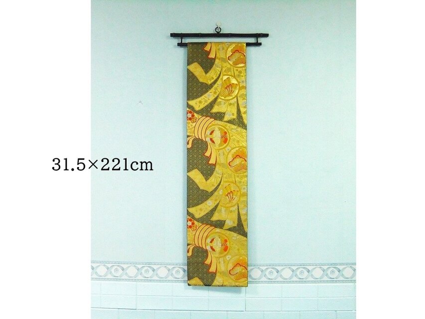 16)2426】221cm/佐賀錦・束ね熨斗文様/タペストリー・テーブルランナー