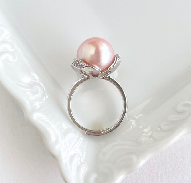 桜ピンク 大粒 ルベルパールのフラワーリング （12.5cm) | iichi 日々