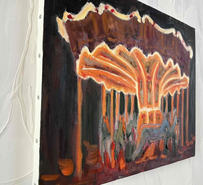 油彩画 「夜のメリーゴーランド7」｜アート 絵画 原画 32×41cm F6