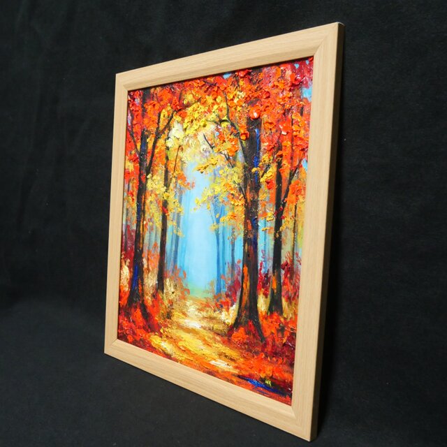 秋の贈り物｜油彩画 油絵「紅葉の回廊」壁掛け 絵画 インテリア アート