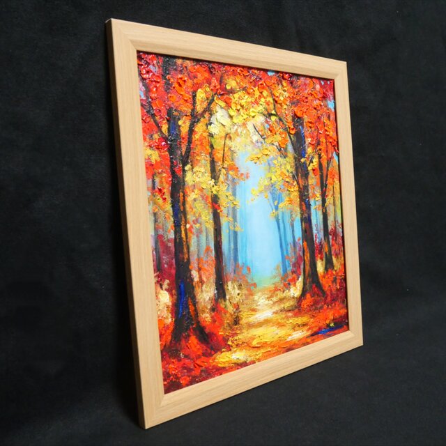秋の贈り物｜油彩画 油絵「紅葉の回廊」壁掛け 絵画 インテリア アート