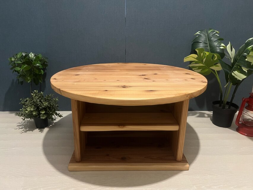 送料無料】 ローテーブル 丸形 70cm 杉 ナチュラル 棚付き | iichi