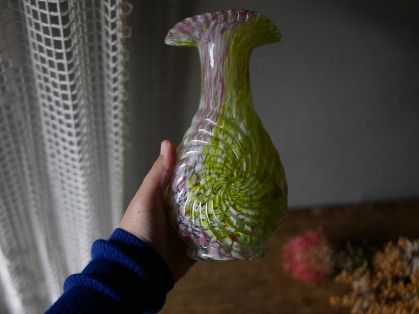 クリシー 花瓶 花器 イエローべース フランスヴィンテージ ブロカント