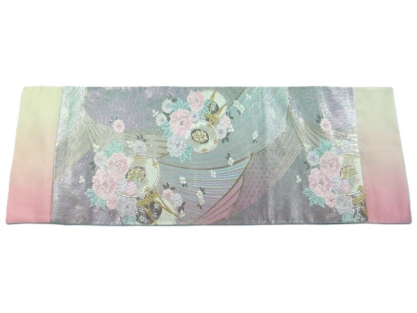 16)2429】30.5×87cm/鼓小花文様/テーブルセンター/和風/帯リメイク