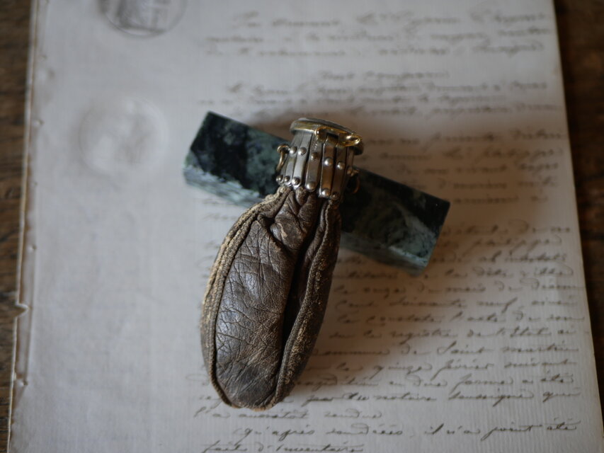 レザーのコインパース コインケース ポルトモネ フランスアンティーク