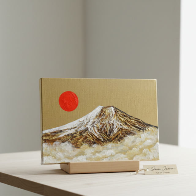 開運インテリア】油彩画「黄金富士に旭日」SM号 | iichi 日々の暮らし