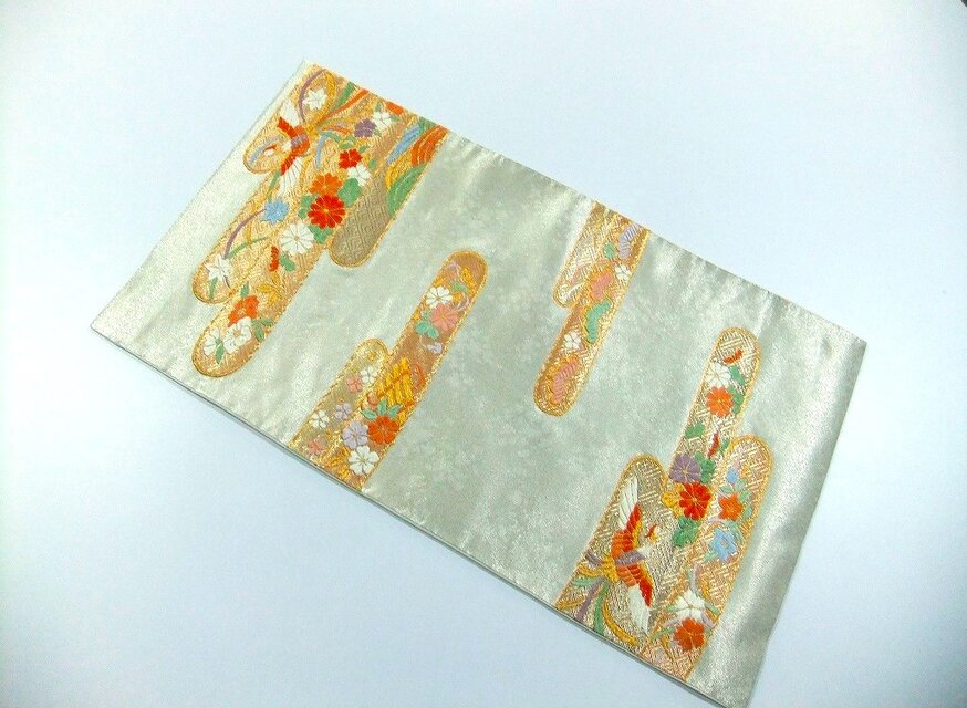 16)2436】31×55.5cm/エ霞鳳凰小花文様/テーブルセンター/和風/帯