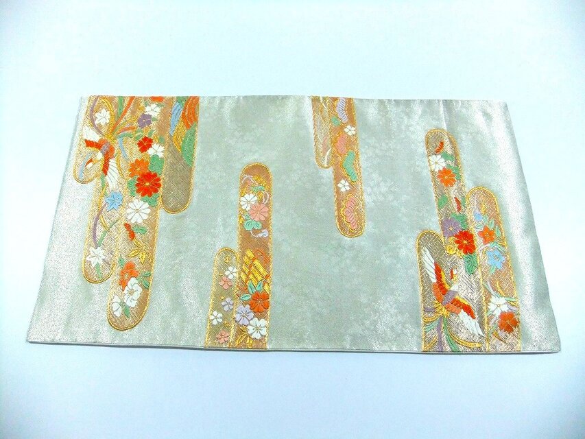 16)2436】31×55.5cm/エ霞鳳凰小花文様/テーブルセンター/和風/帯