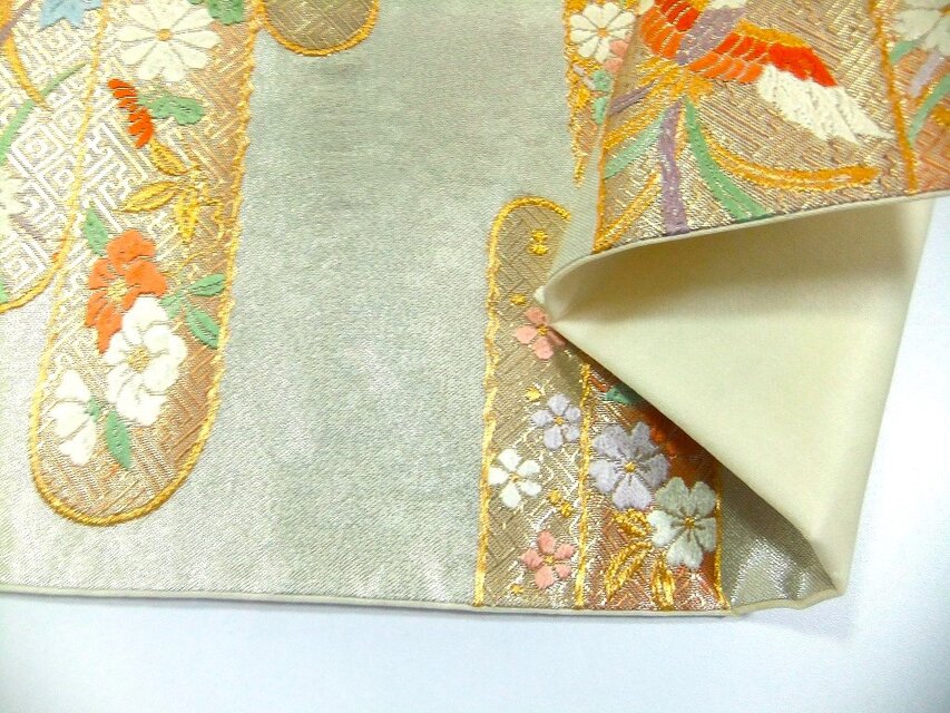 16)2436】31×55.5cm/エ霞鳳凰小花文様/テーブルセンター/和風/帯