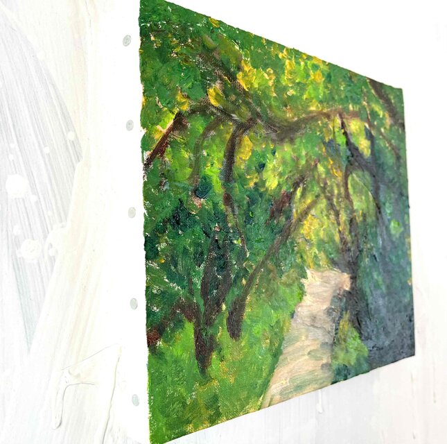 油彩画　原画「近所の風景　その2」アート　絵画 22×27㎝ F3　キャンバス 油彩画 原画「近所の風景 堤防 20262」アート 絵画 22×27㎝ F3