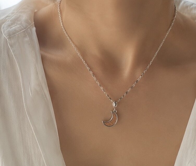 宇宙から届いた輝き】メテオライト三日月ネックレス／SILVER925・50cm