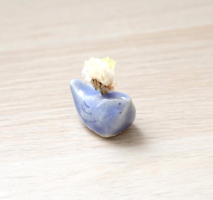 小鳥の花挿しオブジェ シーブルー ＊ ドライフラワー付き | iichi 日々