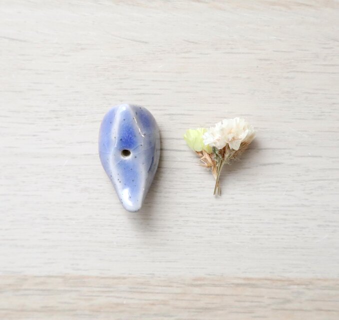 小鳥の花挿しオブジェ シーブルー ＊ ドライフラワー付き | iichi 日々