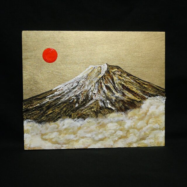 油絵「黄金の輝きが放つ生命力」絵画 油彩画 木製パネル 壁掛け