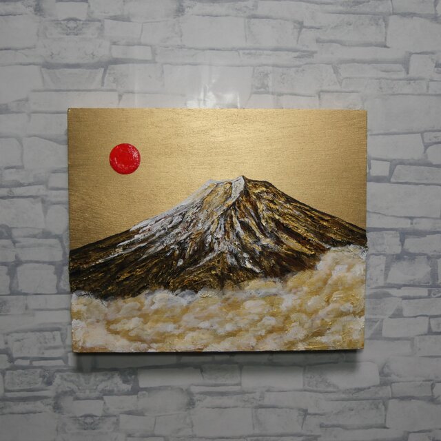 油絵「黄金の輝きが放つ生命力」絵画 油彩画 木製パネル 壁掛け