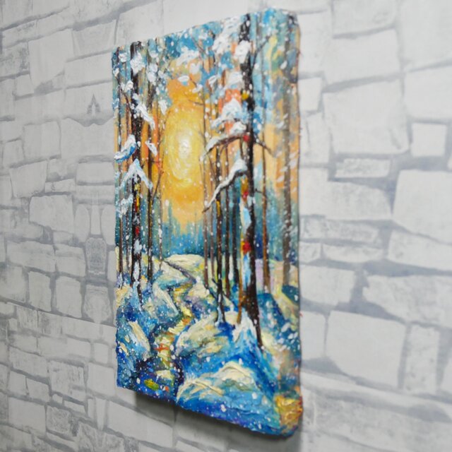 油絵 原画【黄金色の冬】油彩画 風景画 インテリア 壁掛け 絵画