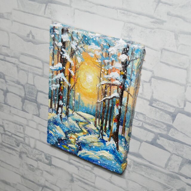 油絵 原画【黄金色の冬】油彩画 風景画 インテリア 壁掛け 絵画