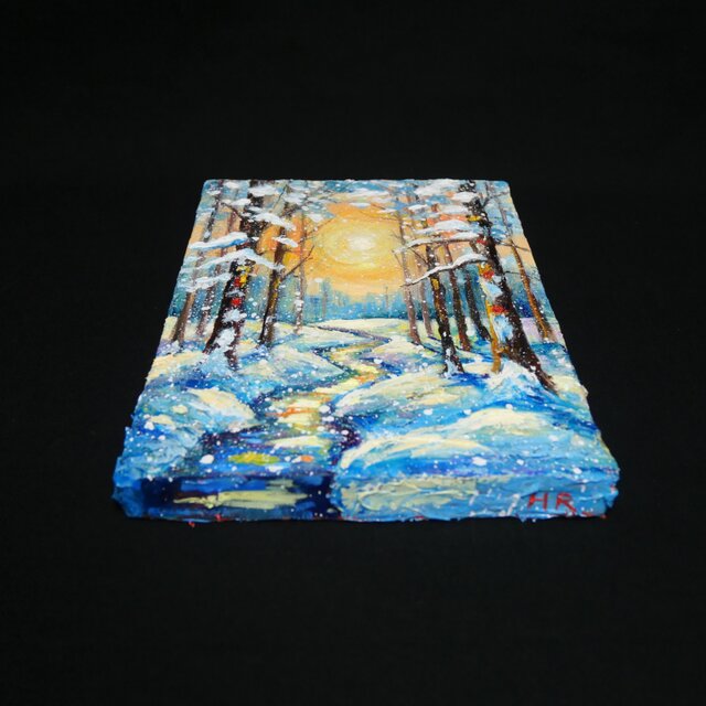 油絵 原画【黄金色の冬】油彩画 風景画 インテリア 壁掛け 絵画