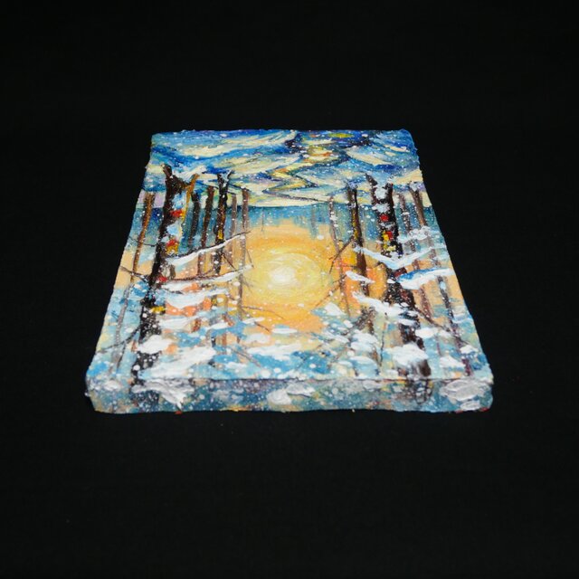 油絵 原画【黄金色の冬】油彩画 風景画 インテリア 壁掛け 絵画