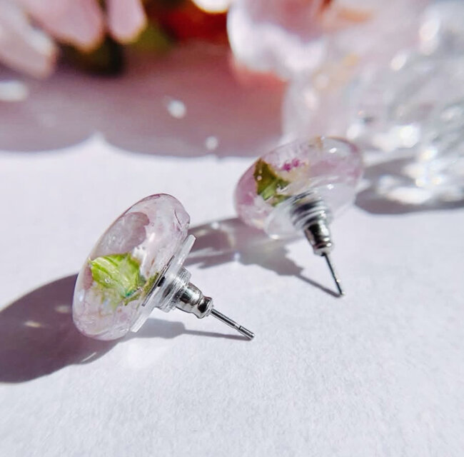 薄紅の桜】春を告げる啓翁桜のピアス サージカルステンレス 金属