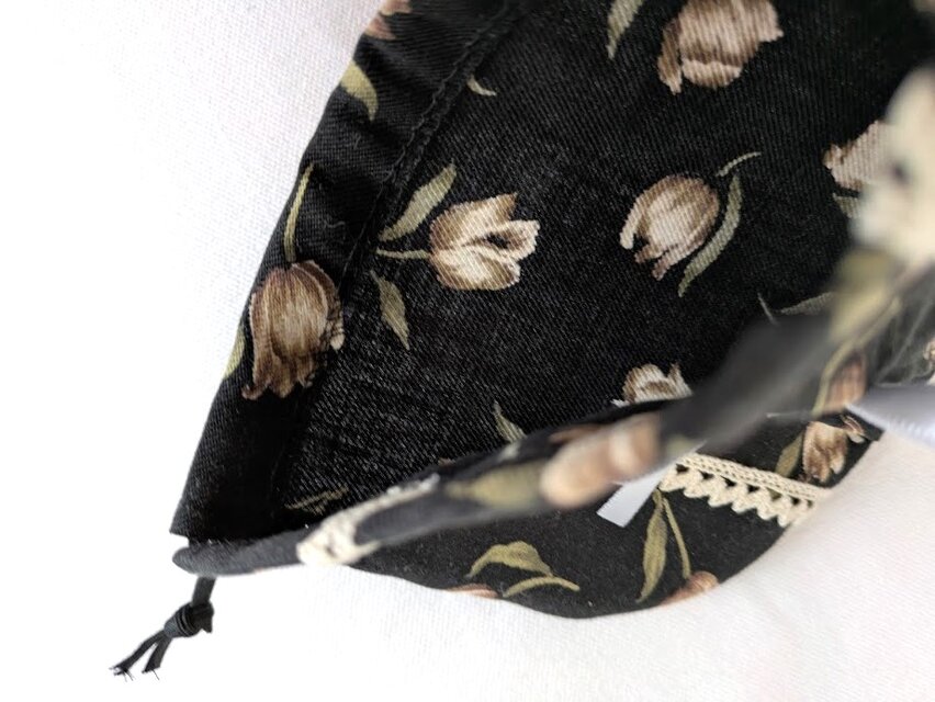 可愛い花柄の丸い巾着袋（チューリップ・ブラック） | iichi 日々の