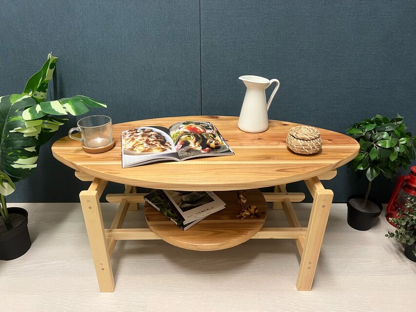 送料無料】 ローテーブル サマーテーブル 丸 90cm 45cm 杉 ナチュラル