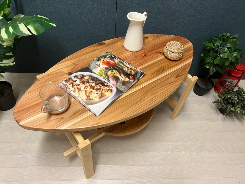 送料無料】 ローテーブル サマーテーブル 丸 90cm 45cm 杉 ナチュラル