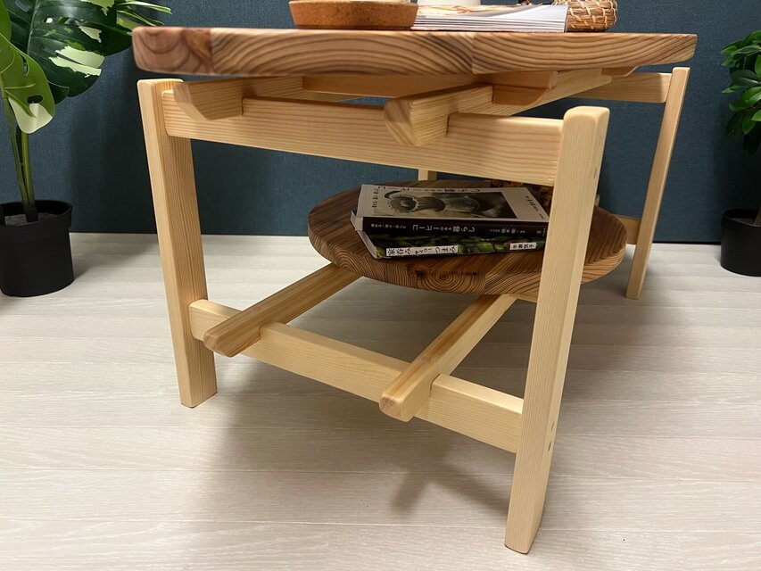 送料無料】 ローテーブル サマーテーブル 丸 90cm 45cm 杉 ナチュラル