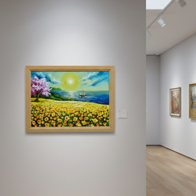 油絵【春の息吹と海の輝き】海 風景画 絵画 原画 | iichi 日々の暮らし