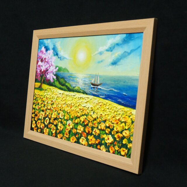 油絵【春の息吹と海の輝き】海 風景画 絵画 原画 | iichi 日々の暮らし