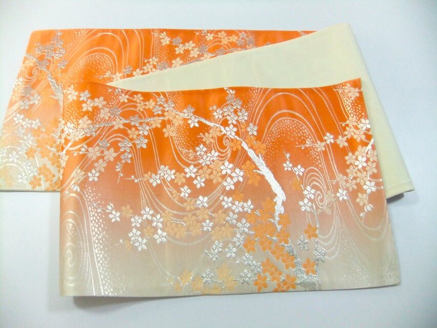 16)2440】160cm/西陣織・流水花文様/タペストリー・テーブルランナー