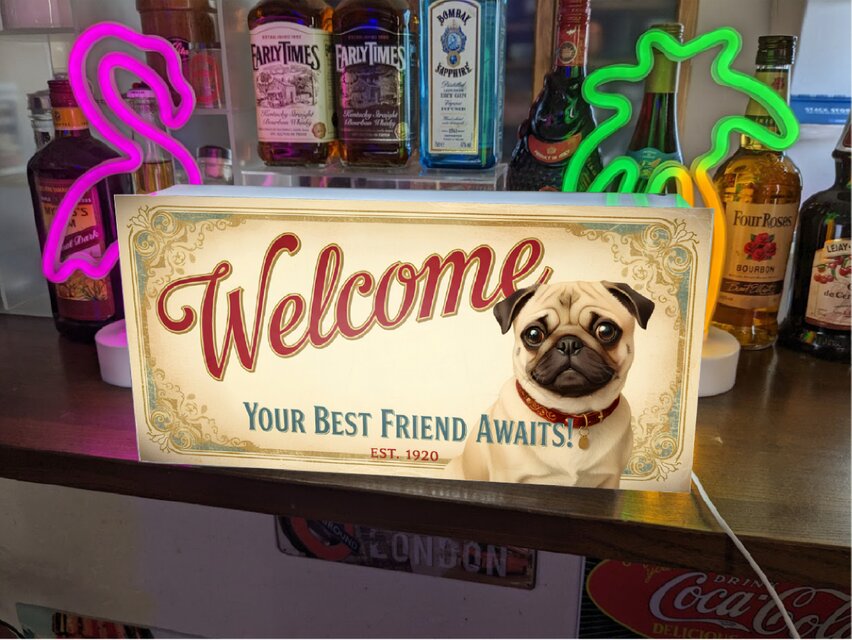犬種変更 似顔絵 無料】ウェルカム 犬 パグ ペット 店舗 自宅 壁掛け 