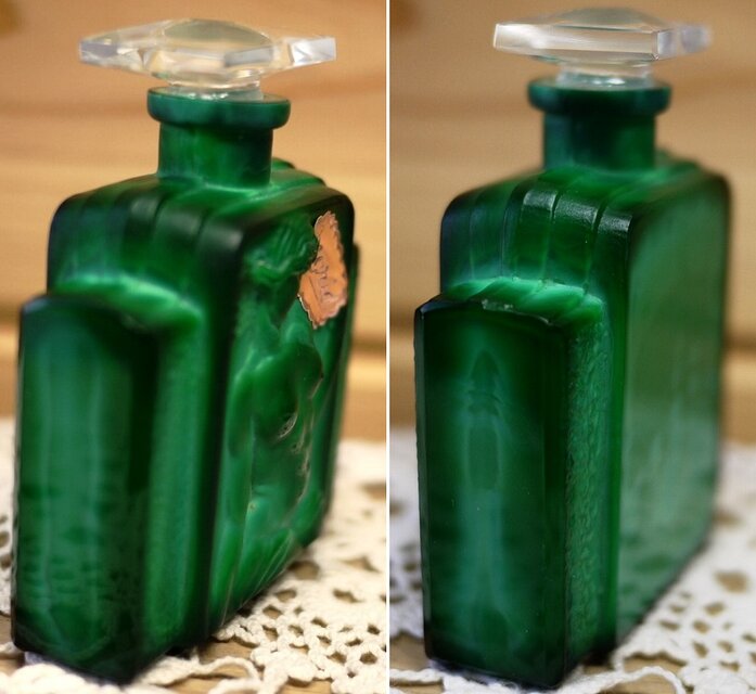 アールデコ マラカイトガラス香水瓶 1930' H. ホフマン ボヘミアン