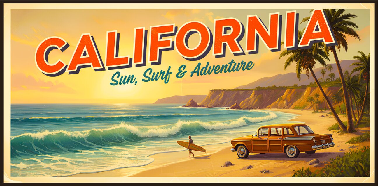 オーダー無料】カリフォルニア サーフィン ビーチ 海 レトロ 店舗 自宅