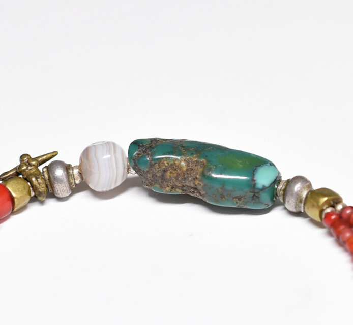 oldチベタンターコイズと古代瑪瑙、oldチンシルバー＆オリッサブラス