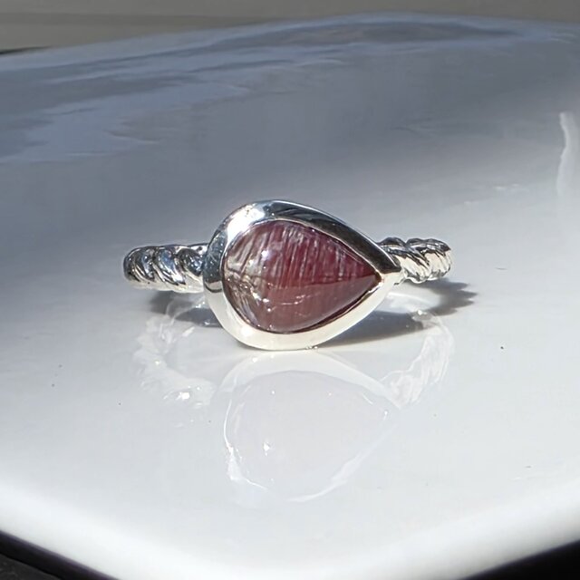 じゅんさくら★アンデシンラブラドライト★リングオーダー アンデシン ラブラドライト 1.6ct ペアシェイプカボション シルバー