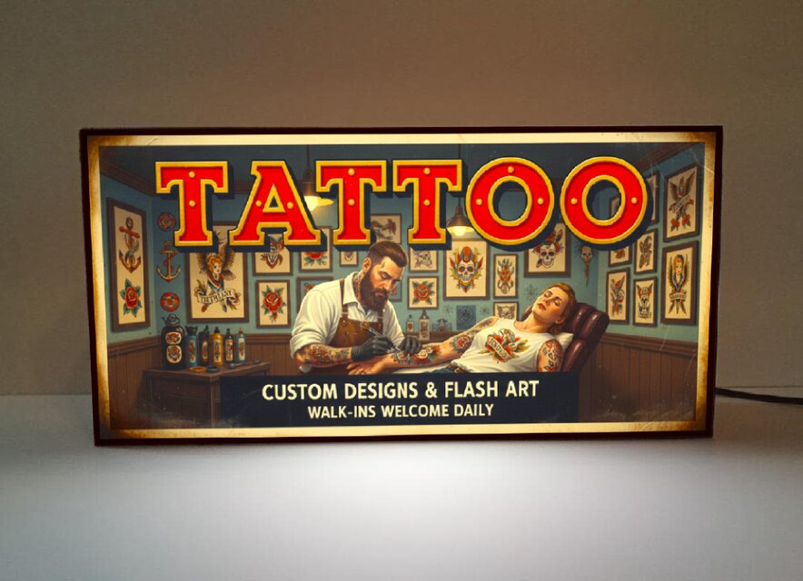 オーダー無料】TATTOO タトゥー 刺青 入れ墨 彫師 レトロ 店舗 自宅