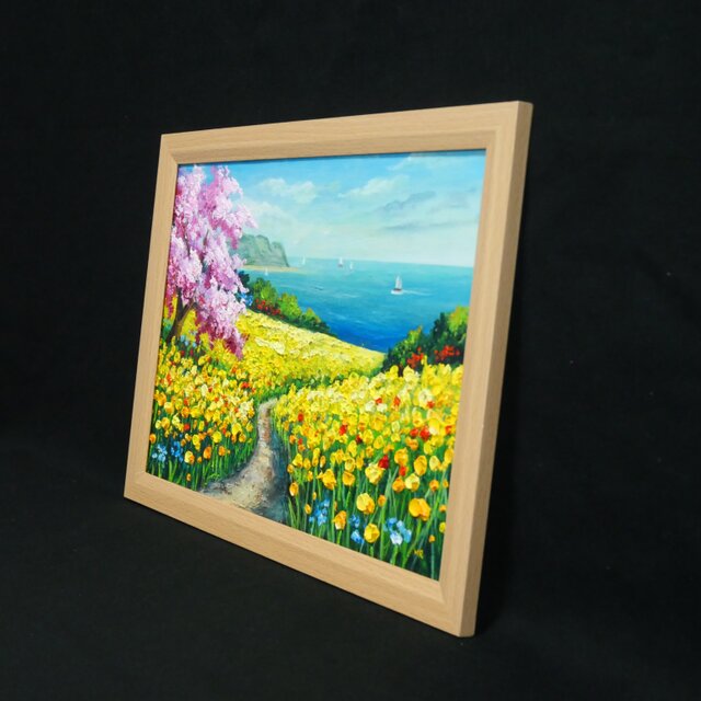 春の油彩画「希望の花咲く春の日」油絵・一点物・原画 | iichi 日々の