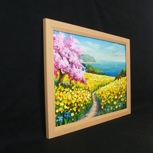 春の油彩画「希望の花咲く春の日」油絵・一点物・原画 | iichi 日々の