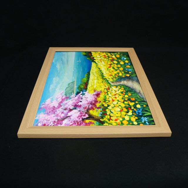 春の油彩画「希望の花咲く春の日」油絵・一点物・原画 | iichi 日々の