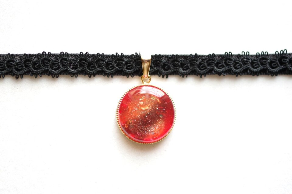 受注製作】レジンアート ラウンドモチーフとタティングレースと