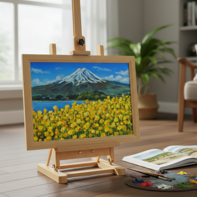 油絵】春の息吹と、悠久の富士｜富士山 絵画 インテリア 油彩画 原画