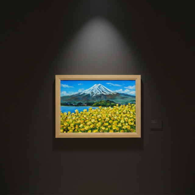 油絵】春の息吹と、悠久の富士｜富士山 絵画 インテリア 油彩画 原画