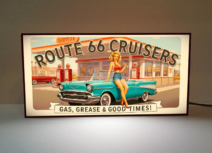 オーダー無料】ルート66 アメ車 ピンナップガール ガソリン レトロ