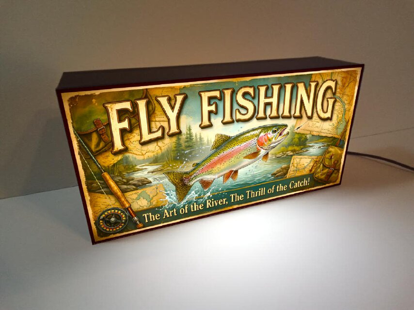 オーダー無料】フライフッシング レインボー 虹鱒 渓流釣り レトロ