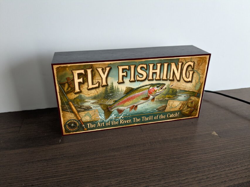 オーダー無料】フライフッシング レインボー 虹鱒 渓流釣り レトロ