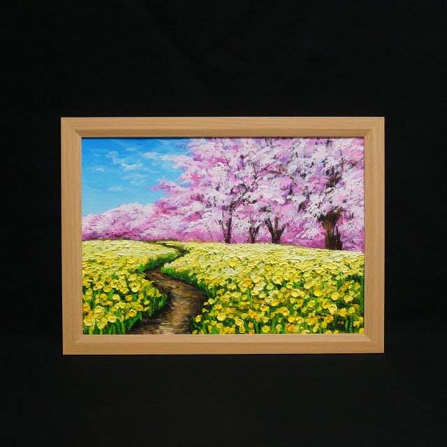 油彩画「心癒される春の景色」風景画の原画 A4（サイズ等） | iichi 