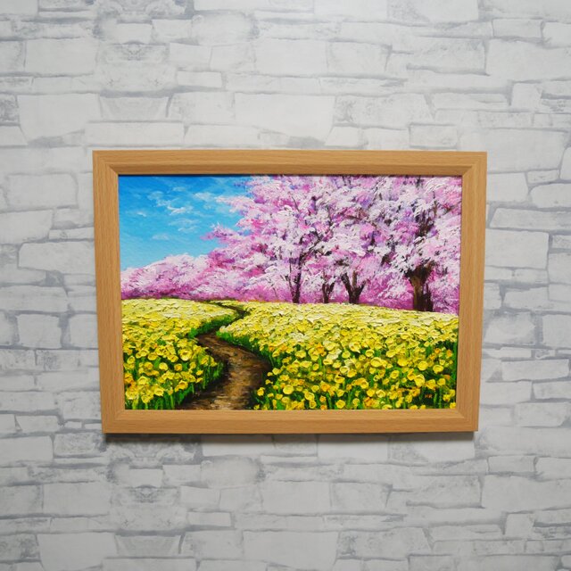 油彩画「心癒される春の景色」風景画の原画 A4（サイズ等） | iichi