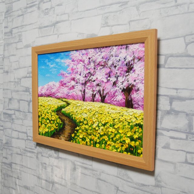 油彩画「心癒される春の景色」風景画の原画 A4（サイズ等） | iichi